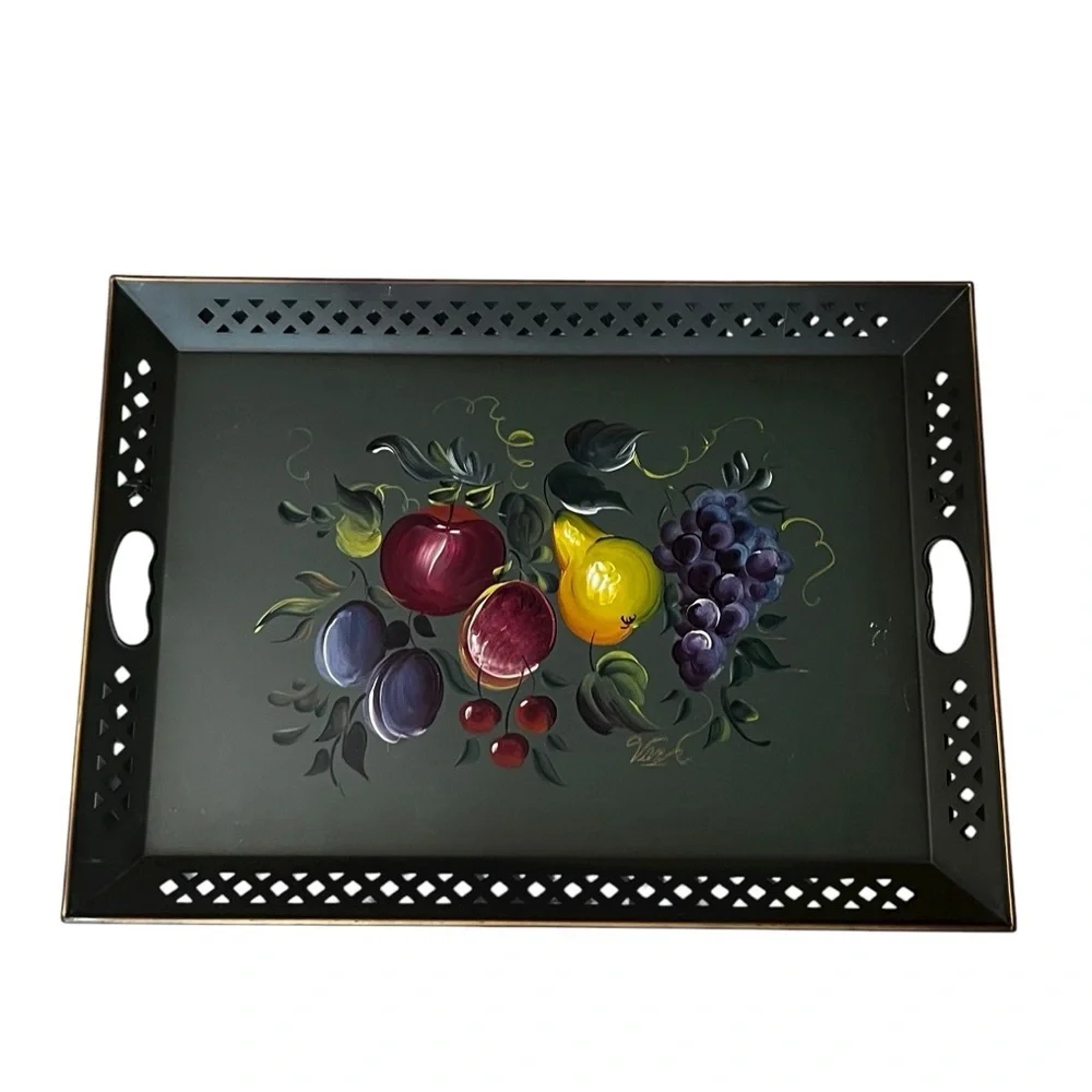 Nashco Hand Painted Tole Tray Signed